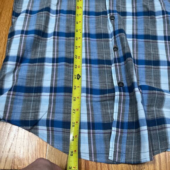 Hugo Boss Orange Mens Plaid Shirt XL Unique Upper Button Blue Tartan Casual - Picture 8 of 11